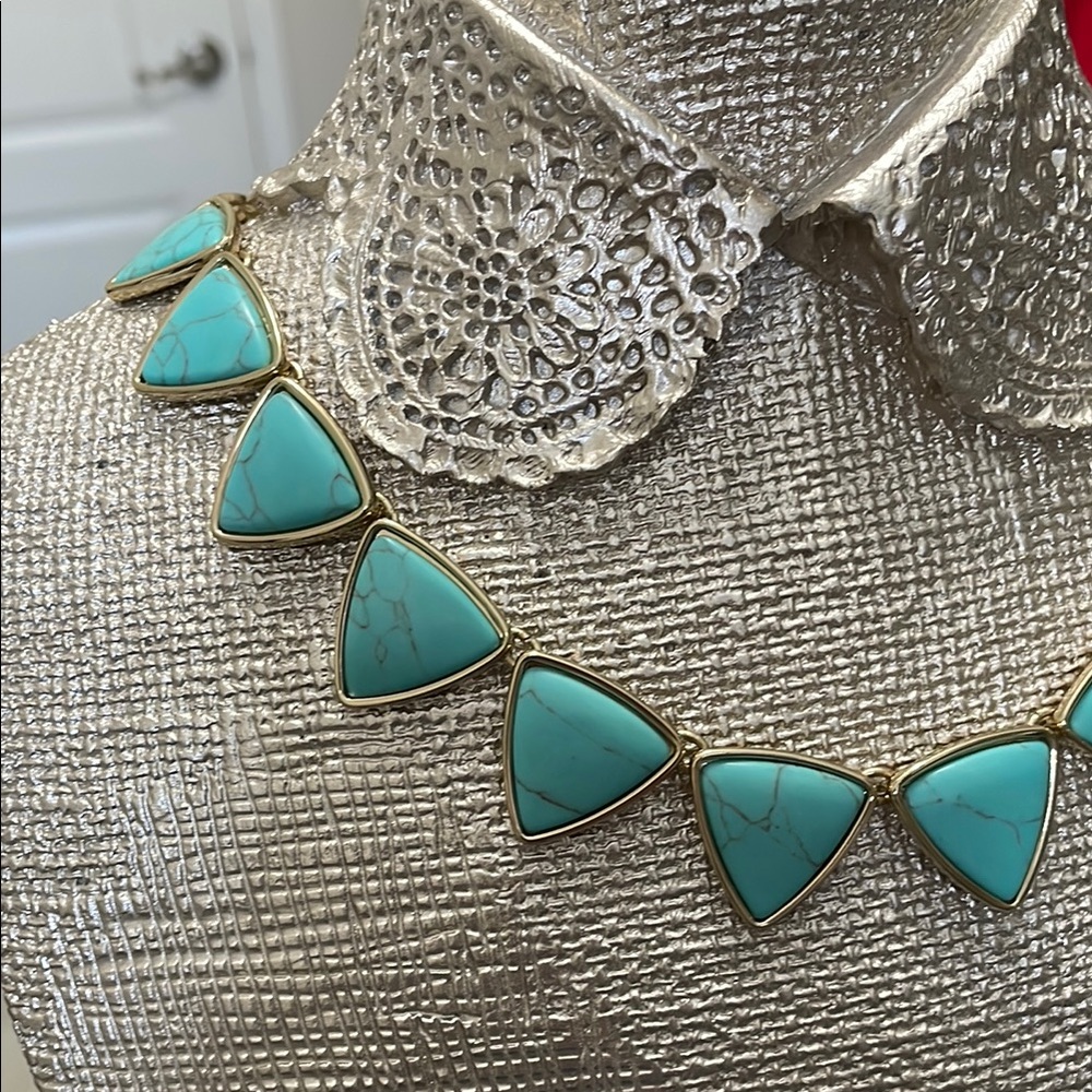 Lauren Ralph Lauren Blue and Gold Geometric Necklace - Picture 4 of 9